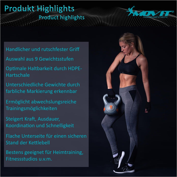 Kettlebell, MOVIT® de 2 kg, gri/roz - Gorilla Sports Ro