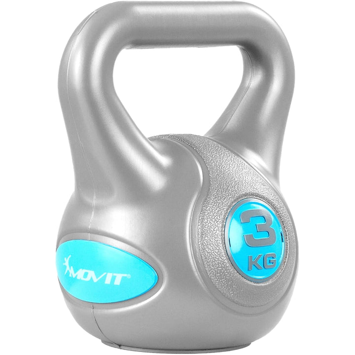 Kettlebell, MOVIT®, 3kg, gri/albastru deschis - Gorilla Sports Ro