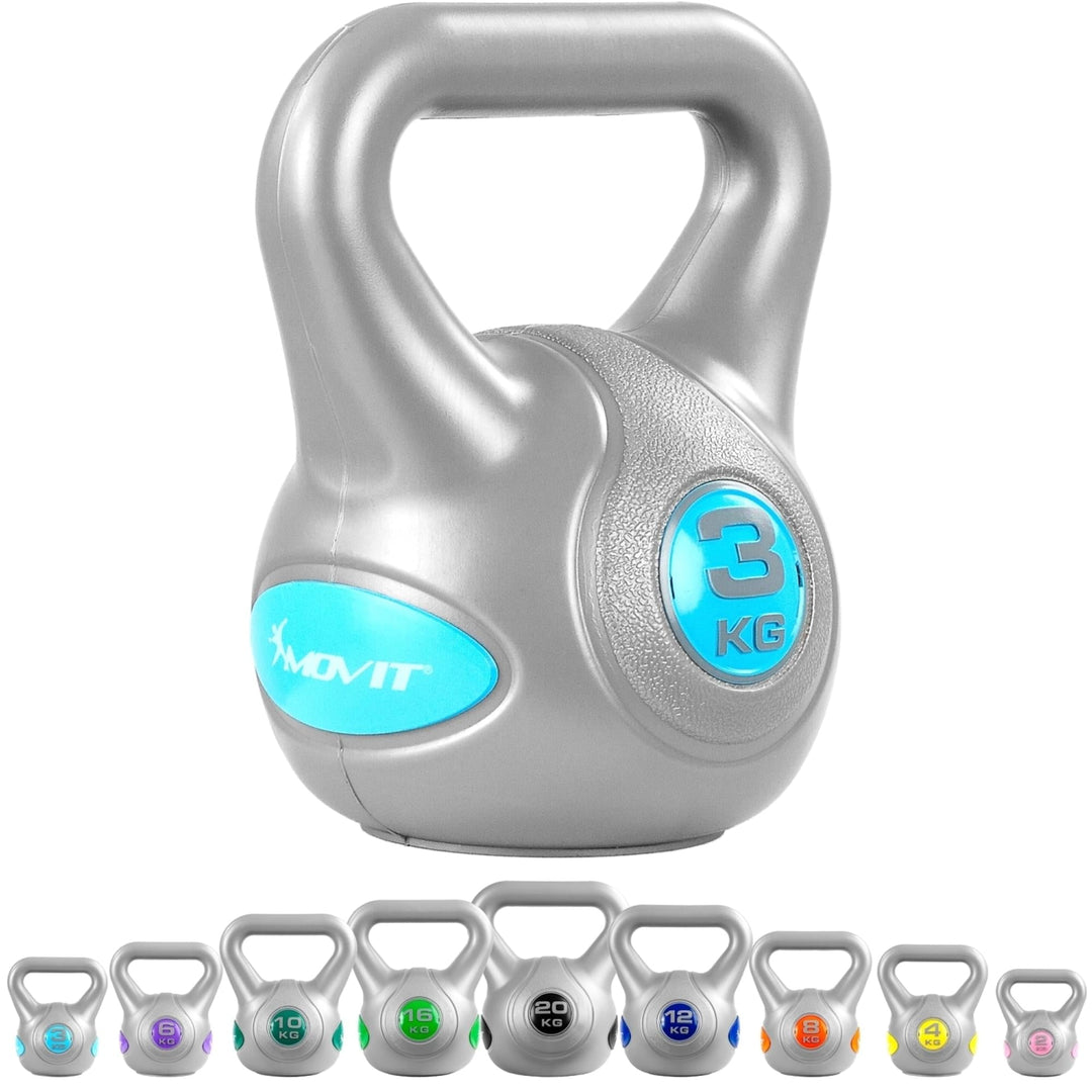 Kettlebell, MOVIT®, 3kg, gri/albastru deschis - Gorilla Sports Ro
