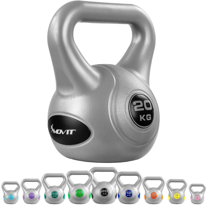 Kettlebell, MOVIT® de 20 kg, gri/negru - Gorilla Sports Ro