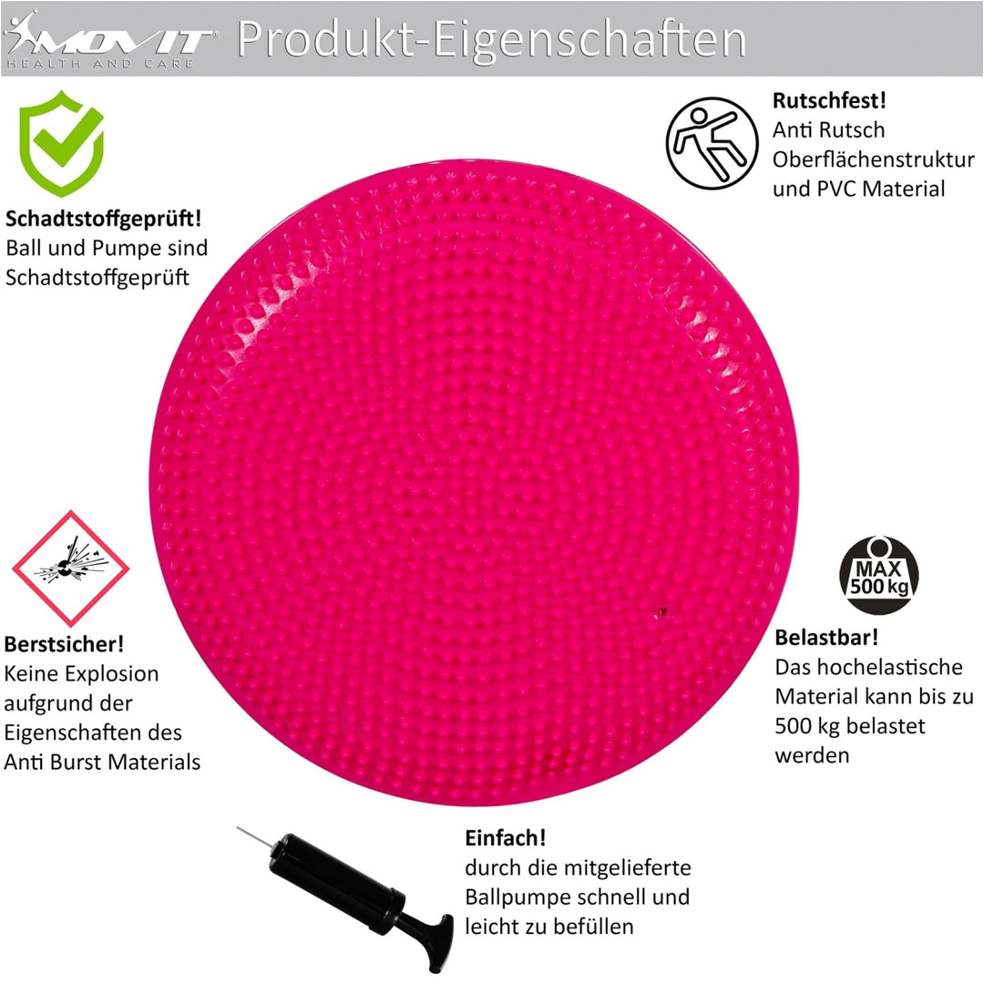 Perna de echilibru si masaj, MOVIT®, 38 cm, roz - Gorilla Sports Ro