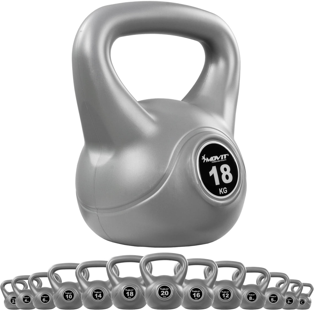 Kettlebell, MOVIT® de 18 kg, gri - Gorilla Sports Ro