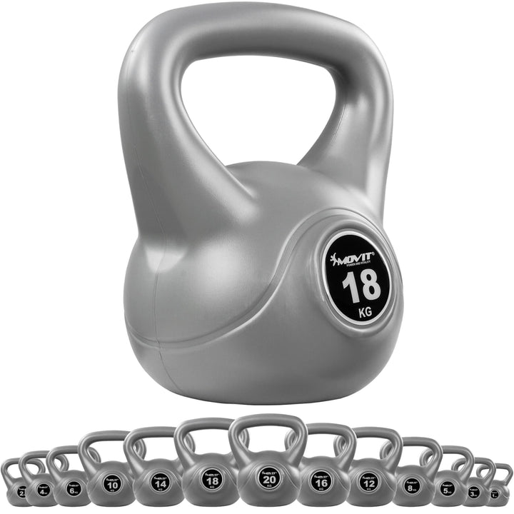 Kettlebell, MOVIT® de 18 kg, gri - Gorilla Sports Ro
