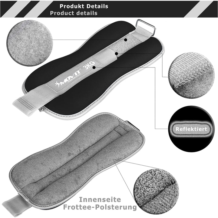 Greutati din neopren pentru incheietura mana/glezna MOVIT® 2 x 0,5 kg, rosu - Gorilla Sports Ro