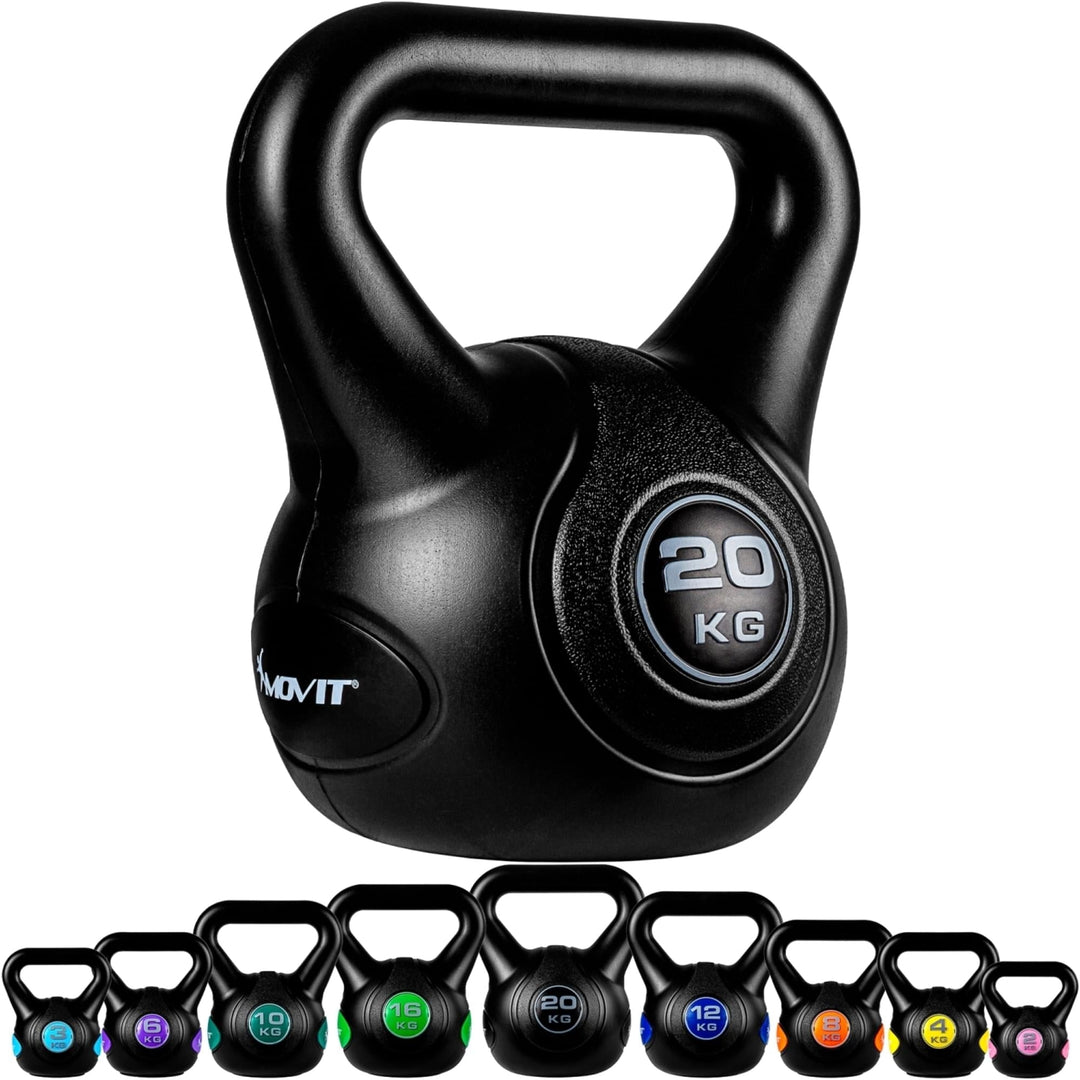 Kettlebell, ciment, 2 - 20 KG, negru MOVIT