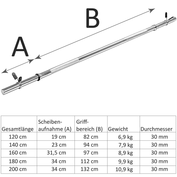 Bara, MOVIT®, 180 cm, otel, cleme cu arc - Gorilla Sports Ro