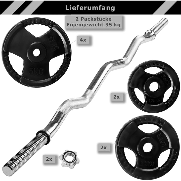 Haltera MOVIT®, greutate 35 Kg, discuri cu prindere, fonta - Gorilla Sports Ro