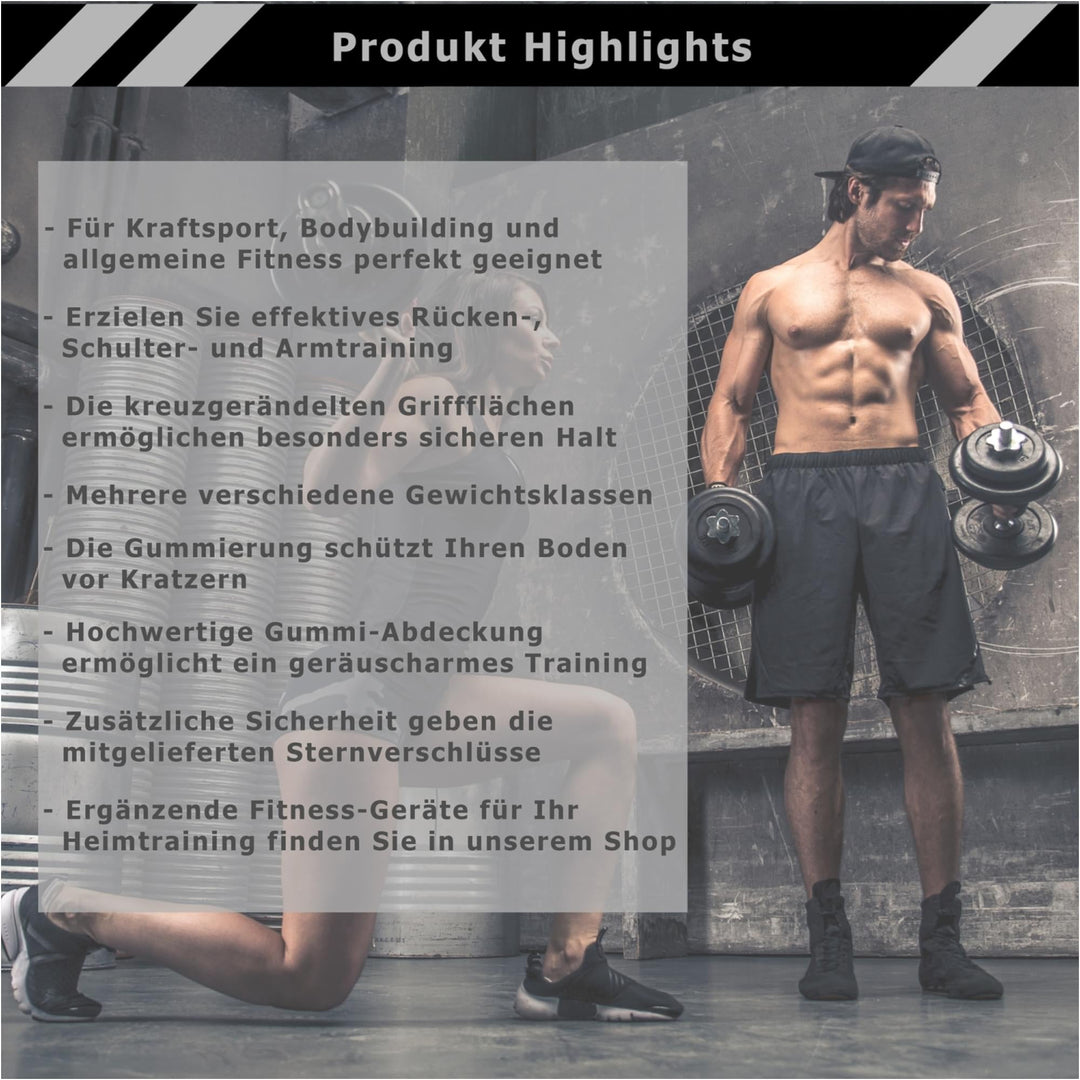 Haltera MOVIT®, greutate 35 Kg, discuri cu prindere, fonta - Gorilla Sports Ro