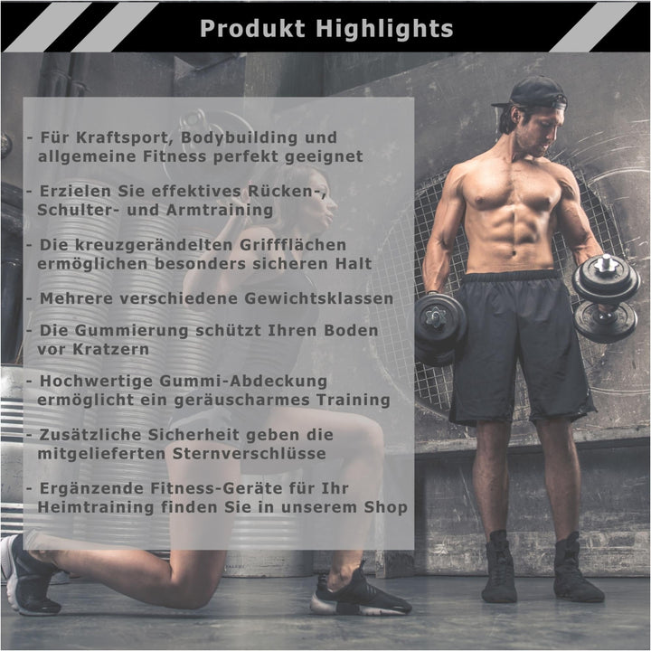 Set profesional de gantere, 65,5 Kg, MOVIT®, prindere din cauciuc - Gorilla Sports Ro