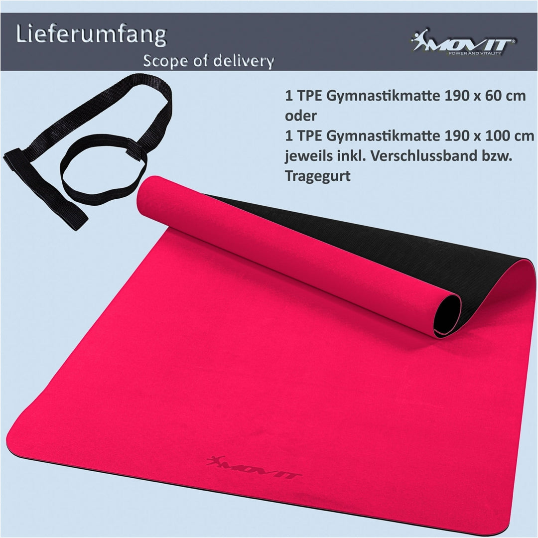 Covoras de gimnastica, MOVIT®, 190 x 100 x 0,6cm, roz - Gorilla Sports Ro