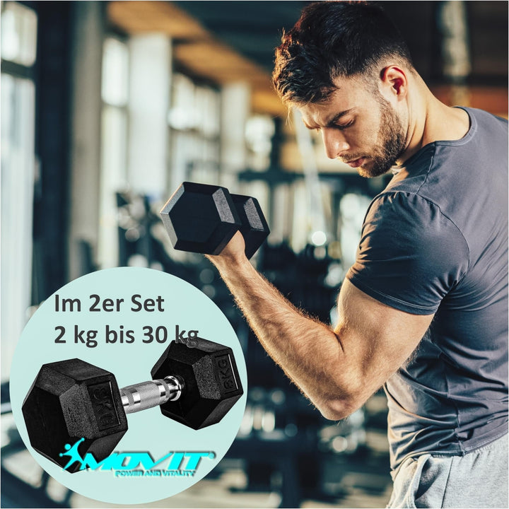 Gantera hexagonala din cauciuc, 20 kg, set de 2 buc - Gorilla Sports Ro