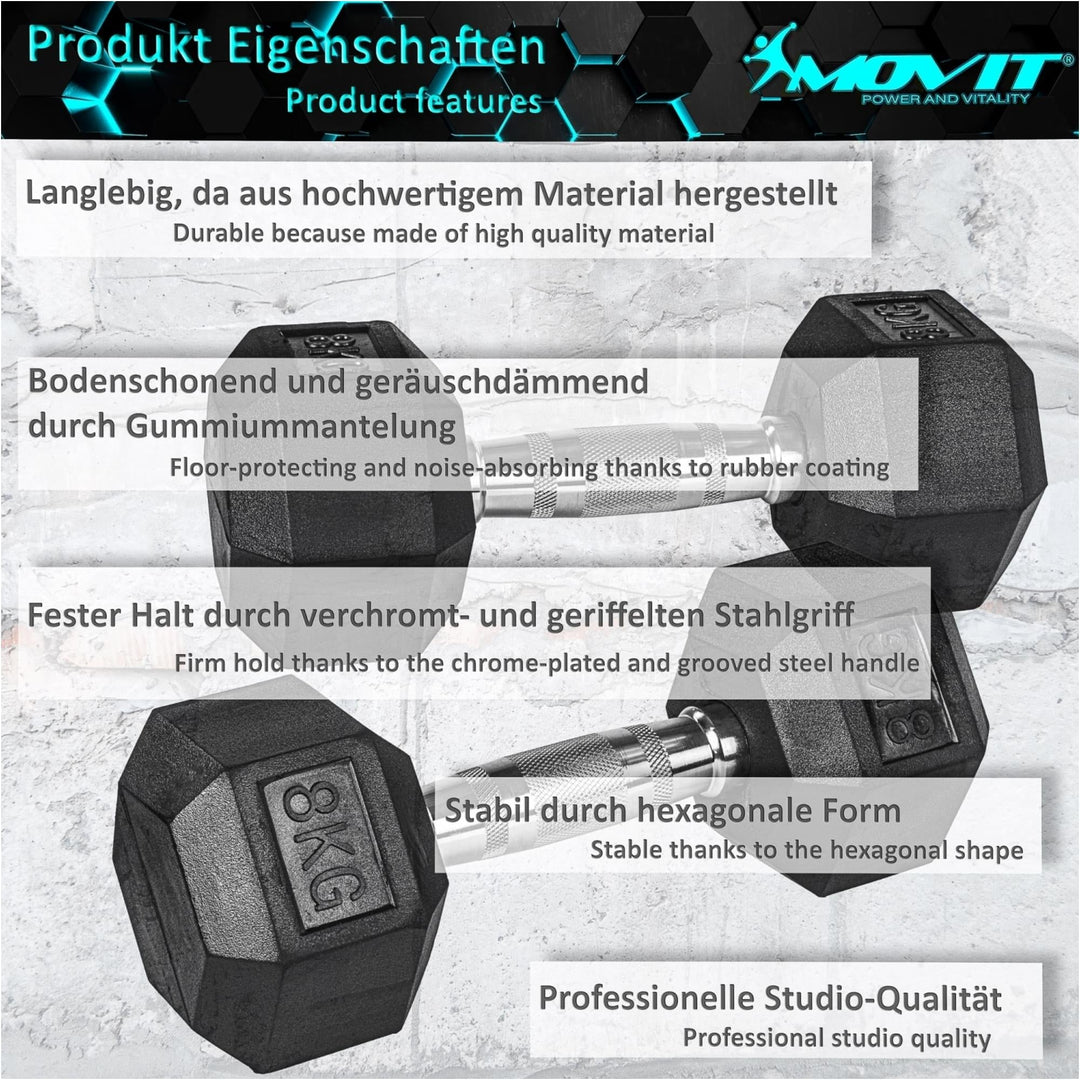 Gantera hexagonala din cauciuc, 20 kg, set de 2 buc - Gorilla Sports Ro