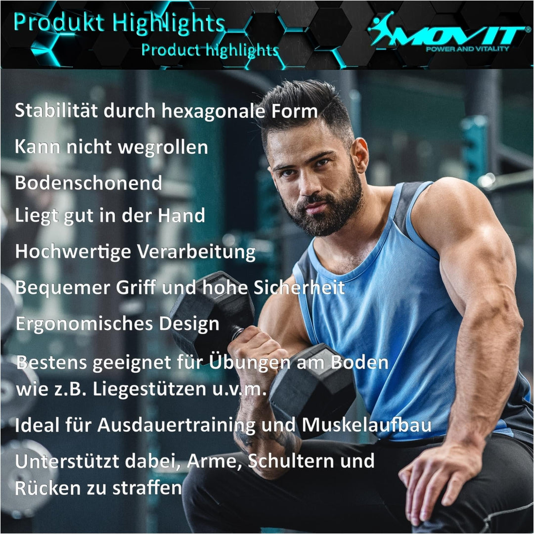 Gantera hexagonala din cauciuc, 20 kg, set de 2 buc - Gorilla Sports Ro