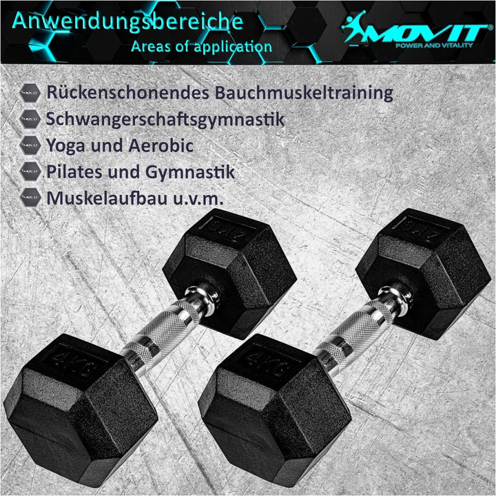 Gantera hexagonala din cauciuc, 20 kg, set de 2 buc - Gorilla Sports Ro