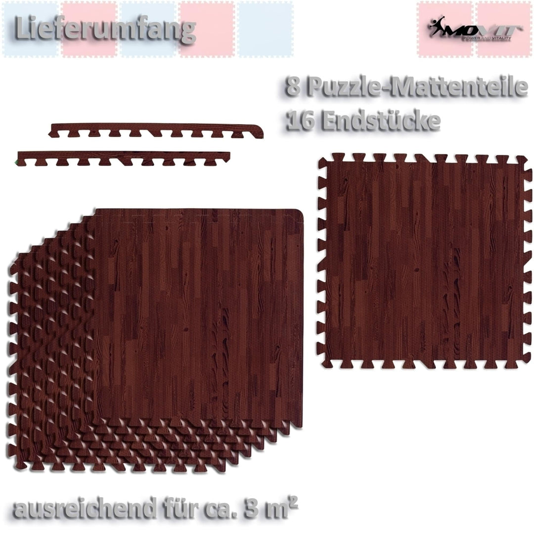 Set de 8 covorase de protectie, MOVIT®, 3m², lemn inchis - Gorilla Sports Ro