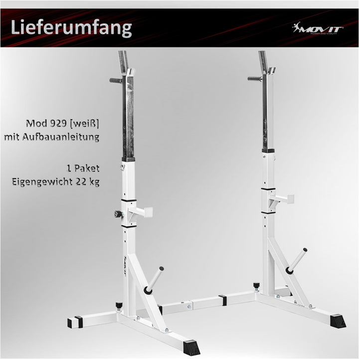 Suport multifunctional haltere, MOVIT®, ajustabil, alb - Gorilla Sports Ro