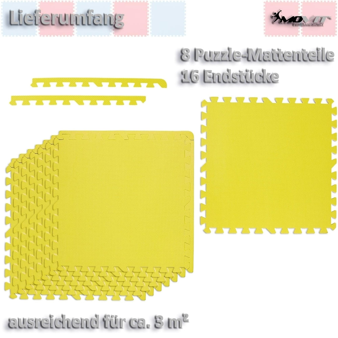 Set de 8 covorase de protectie, MOVIT®, 3m², galben - Gorilla Sports Ro