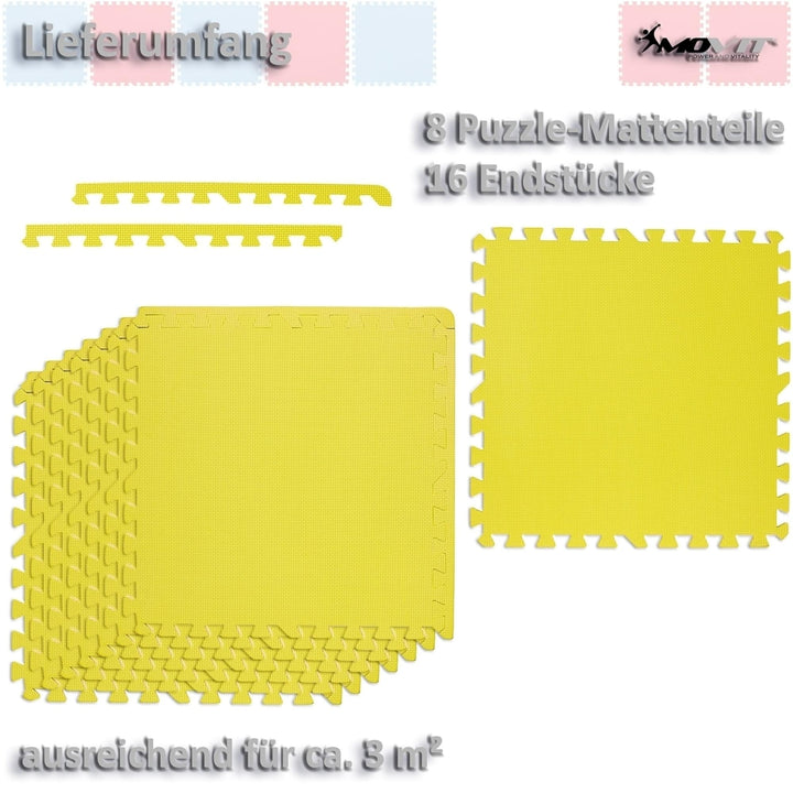 Set de 8 covorase de protectie, MOVIT®, 3m², galben - Gorilla Sports Ro