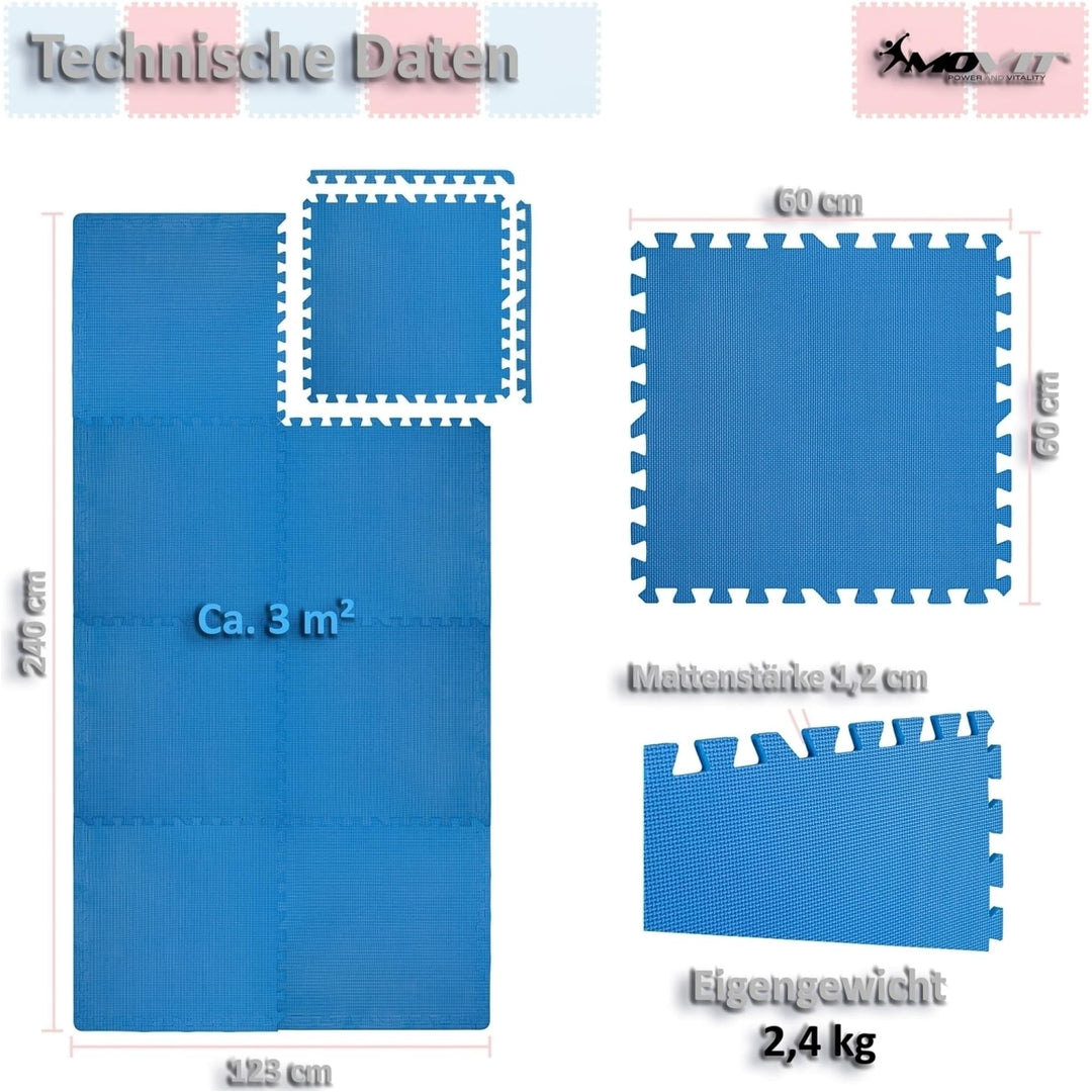 Set de 8 covorase de protectie, MOVIT®, 3m², galben - Gorilla Sports Ro