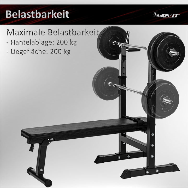 Banca, MOVIT®, + set greutati de 30 Kg, alba - Gorilla Sports Ro