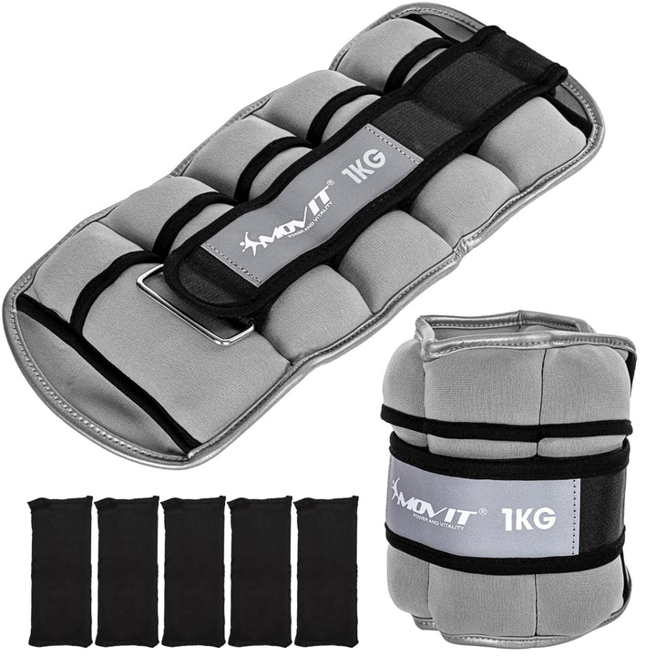 Greutati din neopren pentru incheietura mana/glezna MOVIT® 2x1 kg, gri - Gorilla Sports Ro