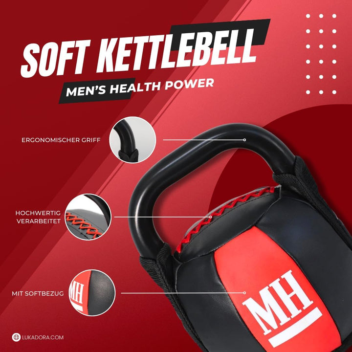 Kettlebell cu înveliș moale și mâner, greutate 6–12 KG, Lukadora