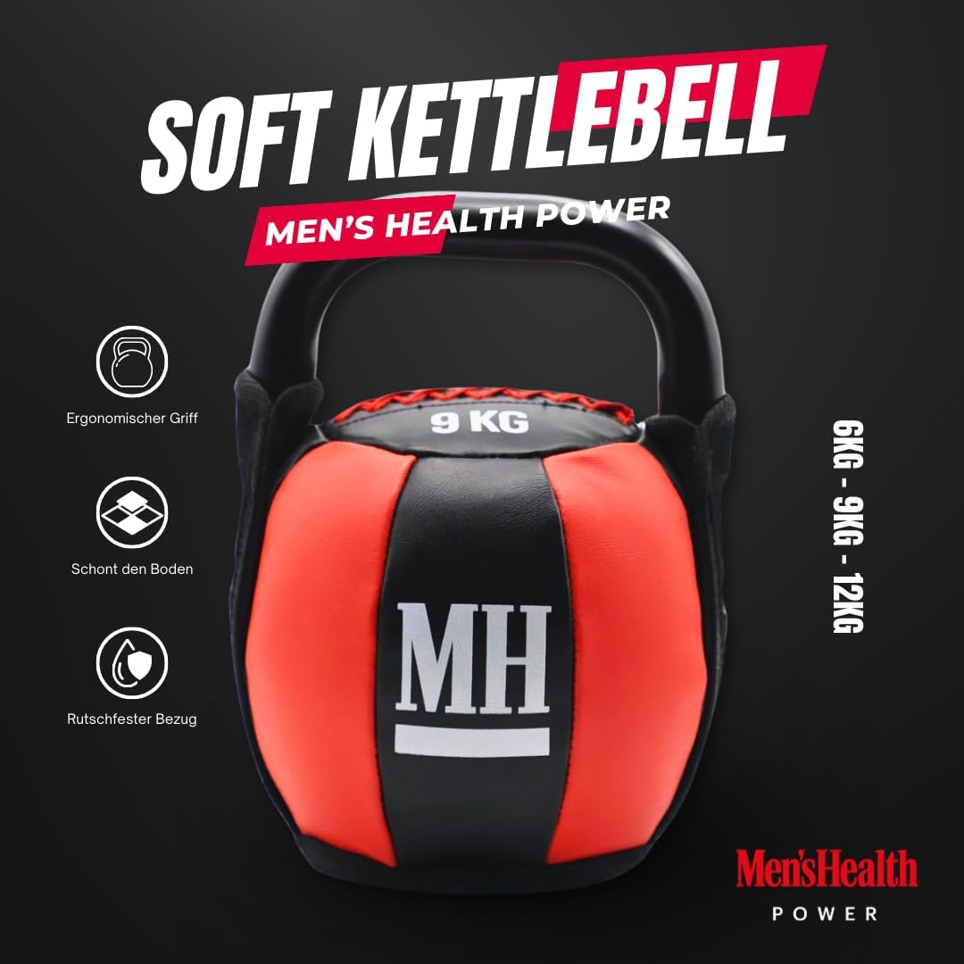 Kettlebell cu înveliș moale și mâner, greutate 6–12 KG, Lukadora
