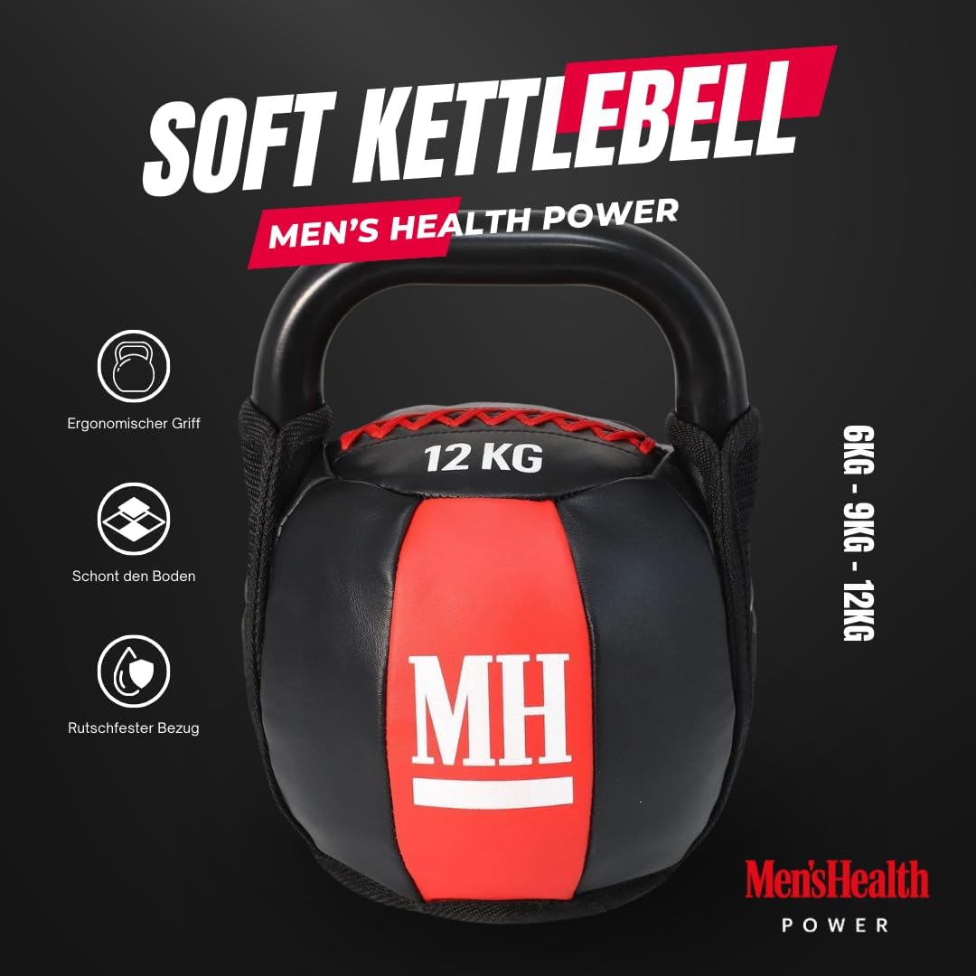 Kettlebell cu înveliș moale și mâner, greutate 6–12 KG, Lukadora