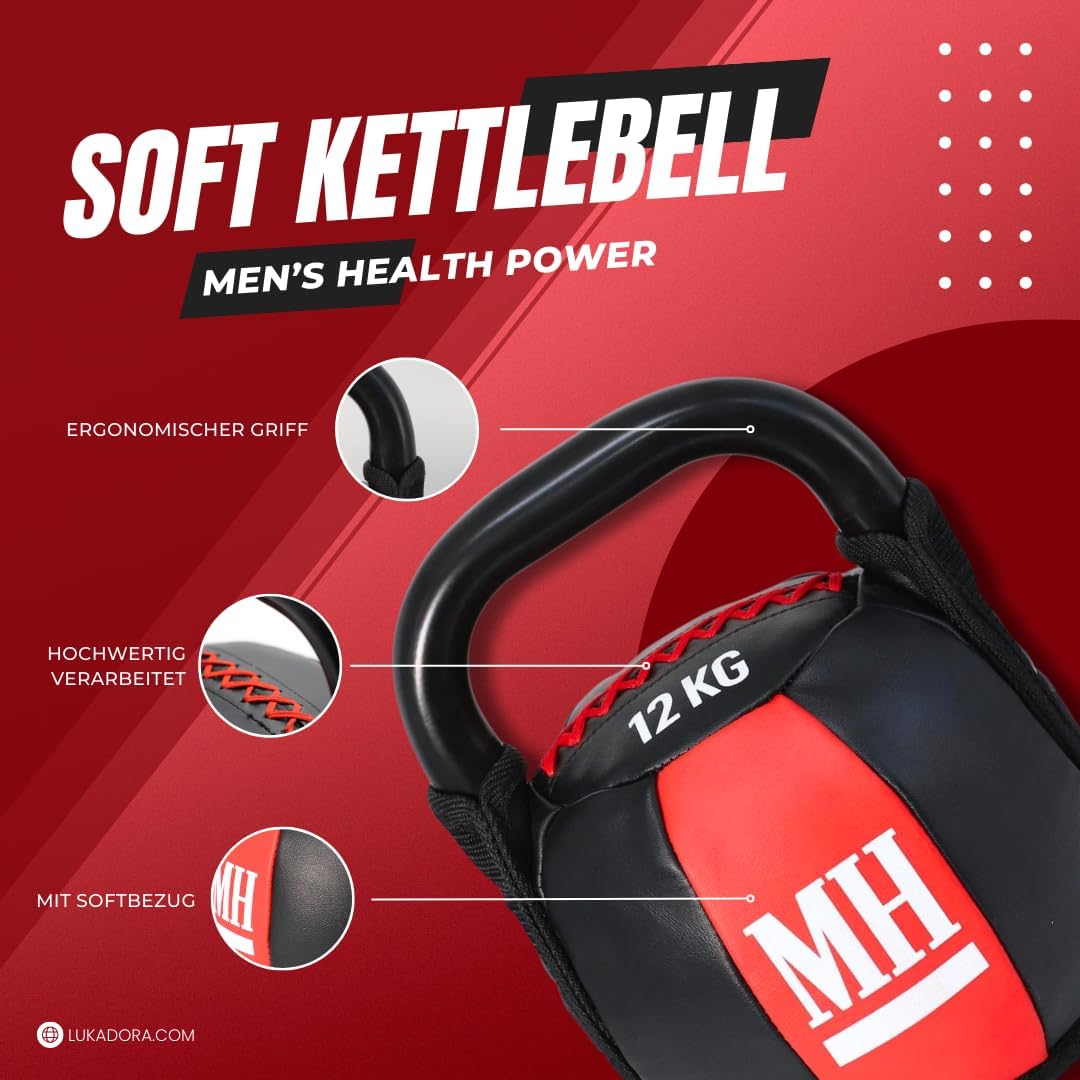 Kettlebell cu înveliș moale și mâner, greutate 6–12 KG, Lukadora
