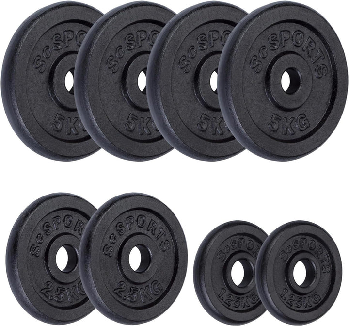 Set de placi de greutati, 30/31 mm, 27.5 KG (4x5 + 2x2.5+2x1.25), fonta, negru ScSports