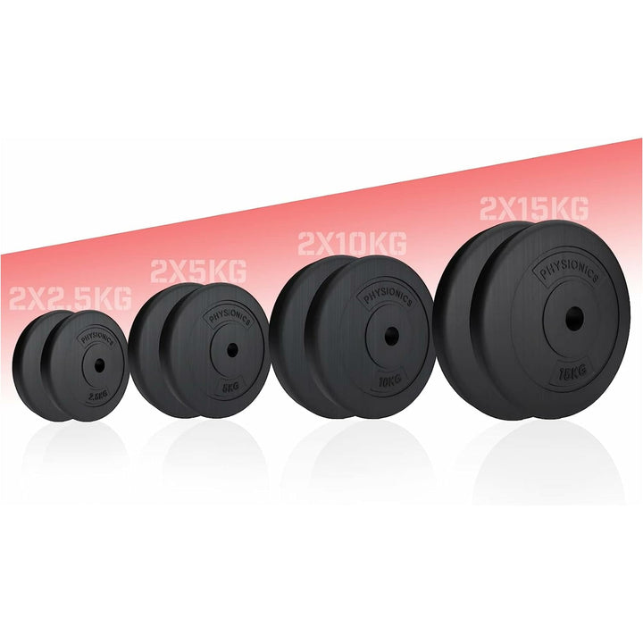 Set discuri de plastic, umplute cu ciment, 2 x 10kg, Physionics - Gorilla Sports Ro