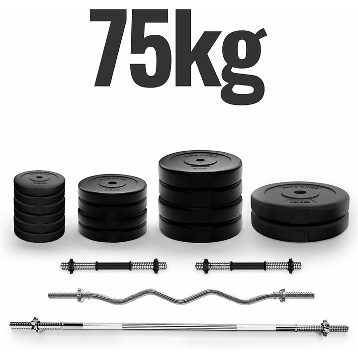 Set complete 2 bare + 2 gantere si discuri, 75kg, Physionics - Gorilla Sports Ro