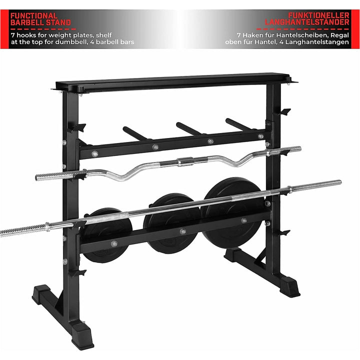 Suport pentru gantere si haltere, 3 niveluri, Physionics - Gorilla Sports Ro