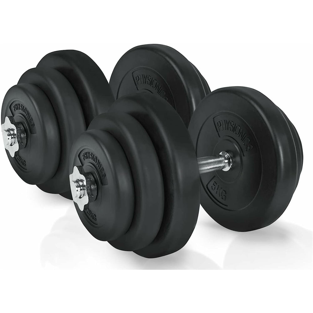 Set gantere plastic umplute cu ciment, 2 x 20kg, Physionics - Gorilla Sports Ro