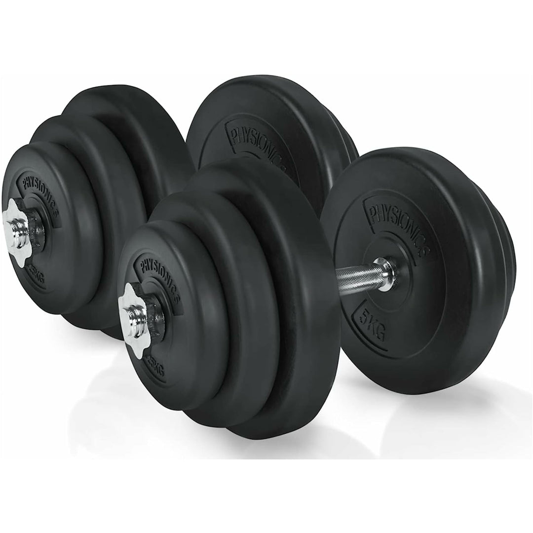 Set gantere plastic umplute cu ciment, 2 x 20kg, Physionics - Gorilla Sports Ro