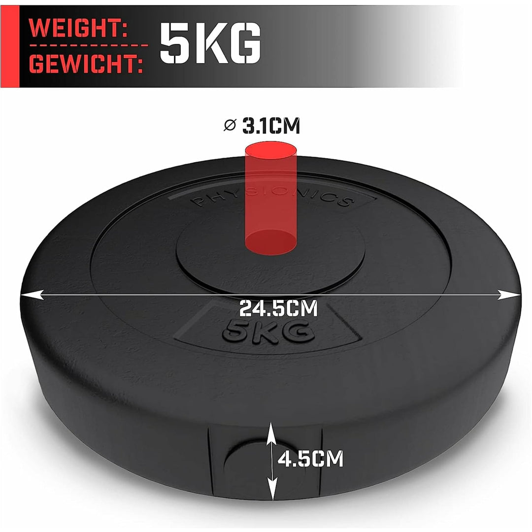 Set discuri de plastic, umplute cu ciment, 2 x 10kg, Physionics - Gorilla Sports Ro