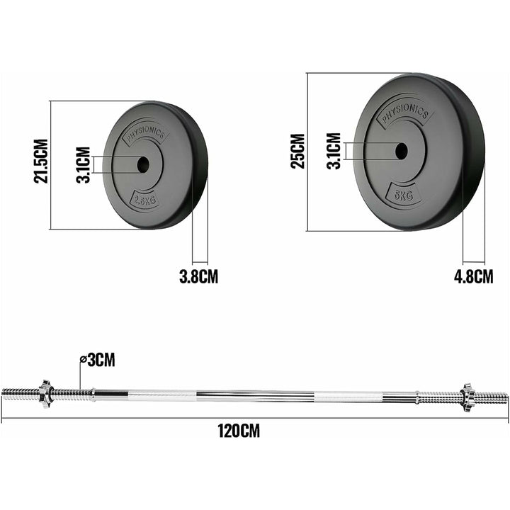 Set bara cu discuri, 20 kg, Physionics - Gorilla Sports Ro