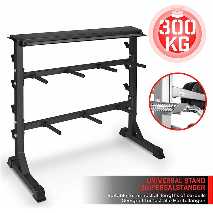 Suport pentru gantere si haltere, 3 niveluri, Physionics - Gorilla Sports Ro