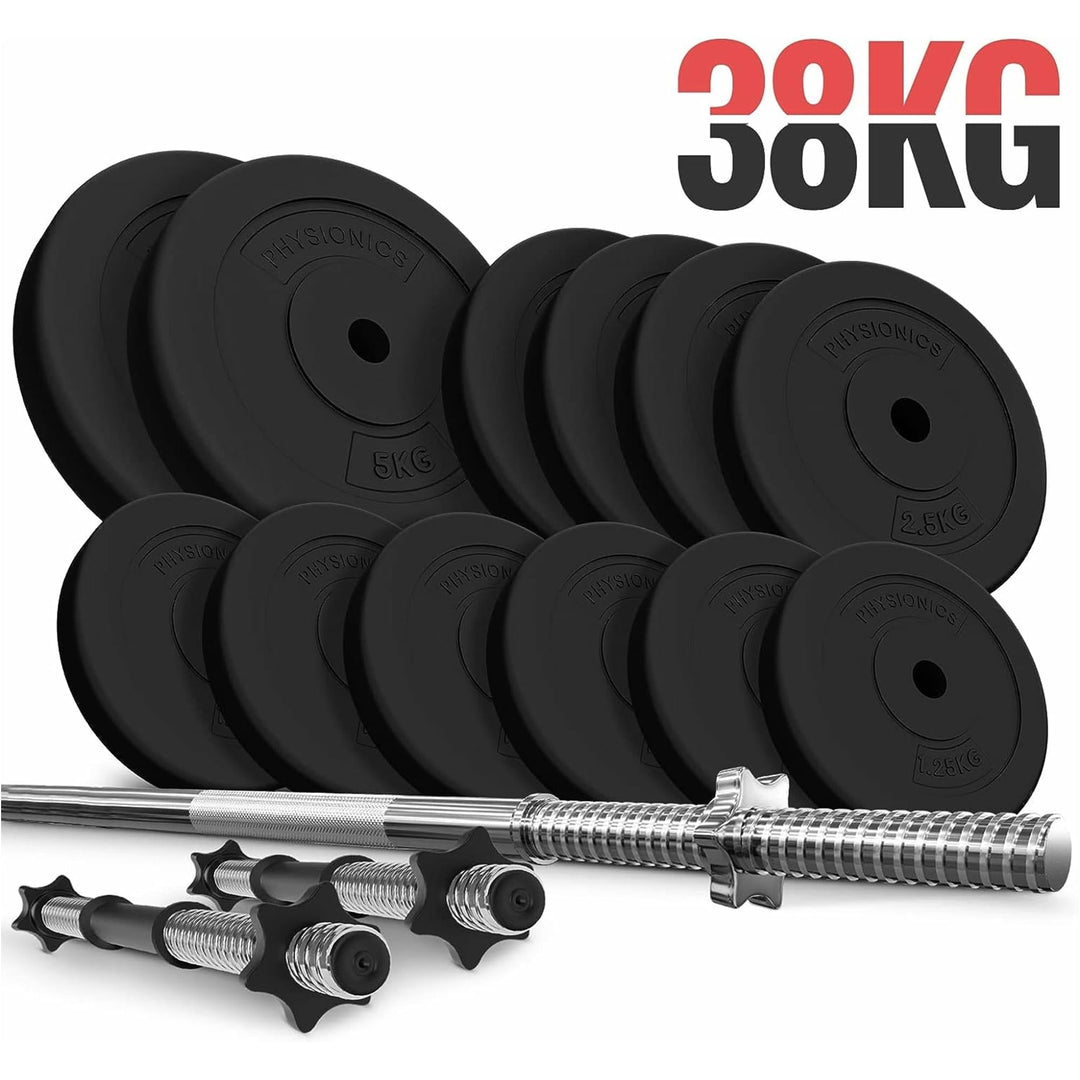 Set complet gantere plastic umplute cu ciment, 38kg, Physionics - Gorilla Sports Ro