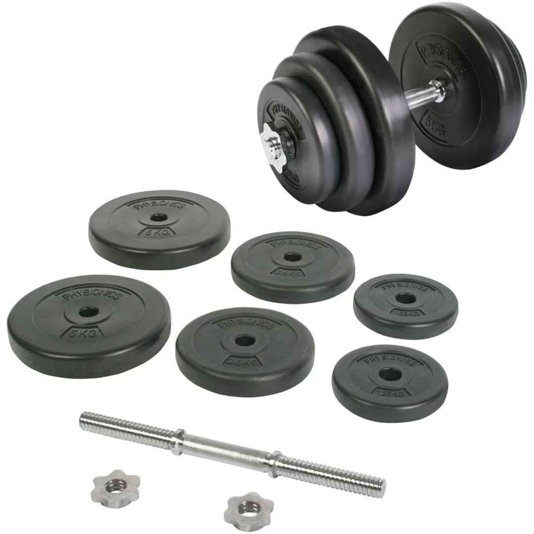 Gantera plastic umpluta cu ciment, 20kg, Physionics - Gorilla Sports Ro