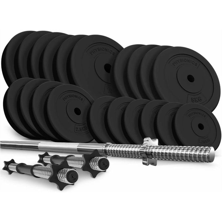 Set complet gantere plastic umplute cu ciment, 108kg, Physionics - Gorilla Sports Ro