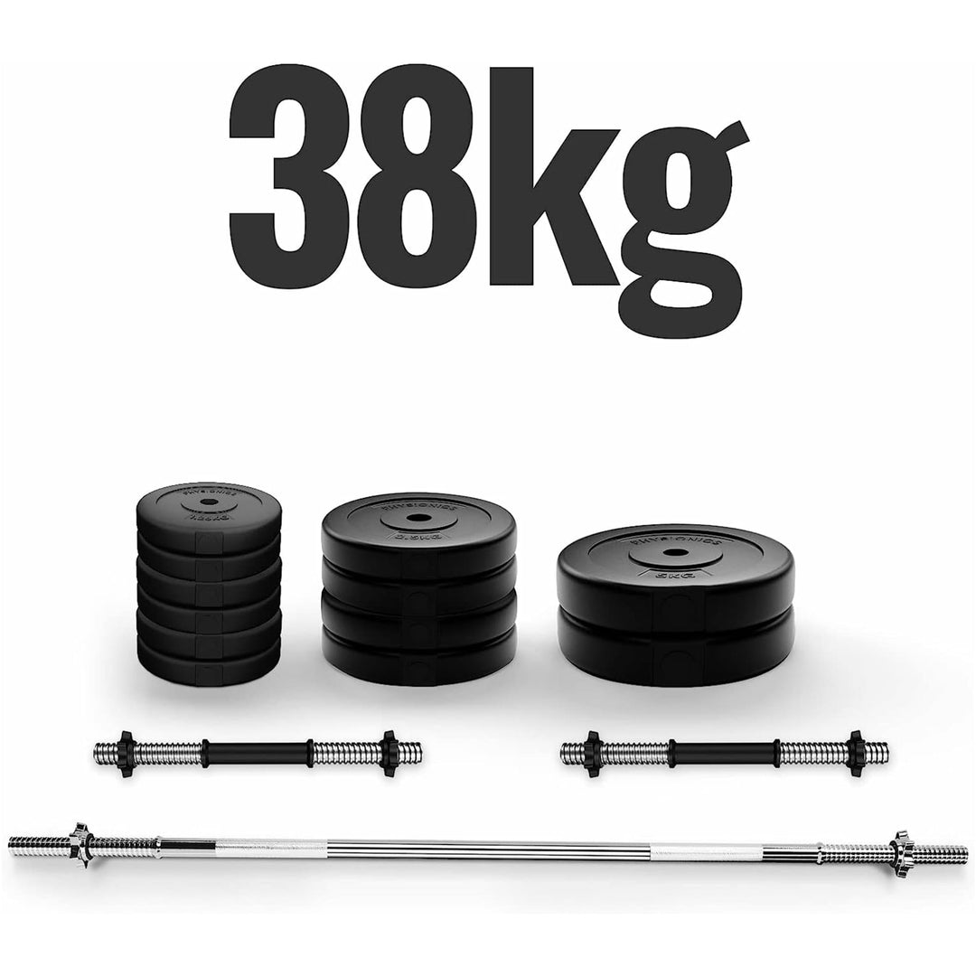 Set complet gantere plastic umplute cu ciment, 38kg, Physionics - Gorilla Sports Ro