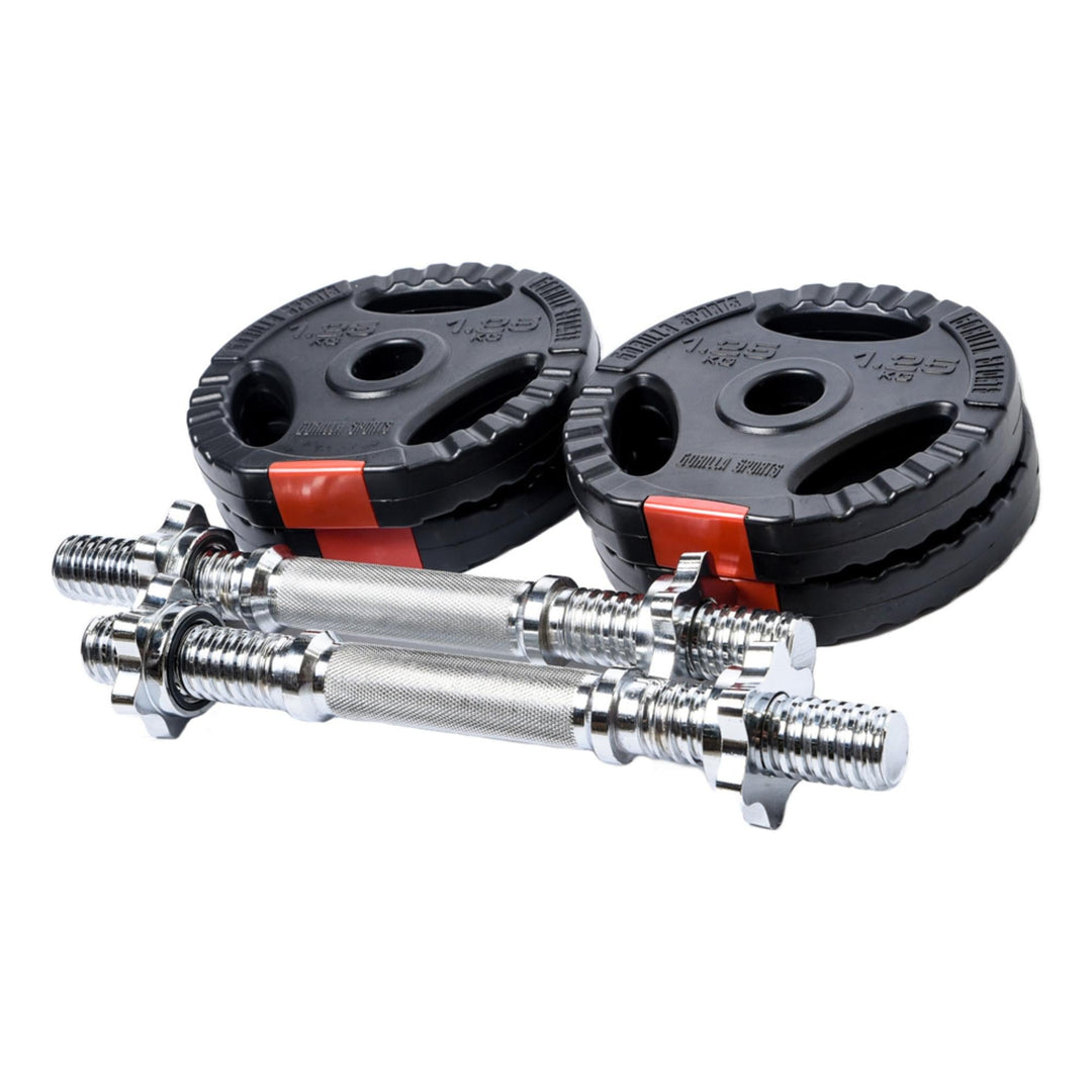 Set gantere reglabile din ciment cu grip de 10 KG - Gorilla Sports Ro