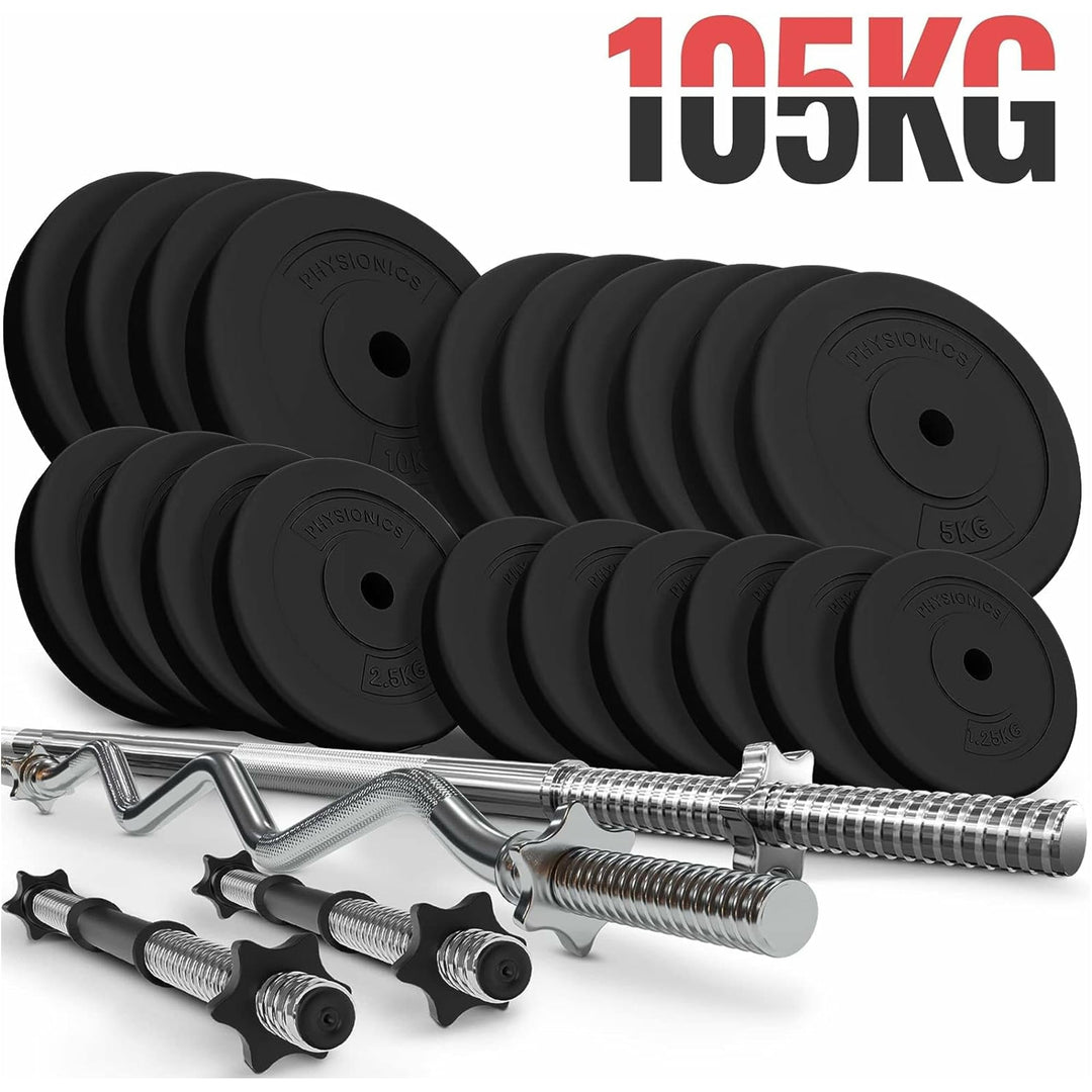 Set complete 2 bare + 2 gantere si discuri, 105kg, Physionics - Gorilla Sports Ro