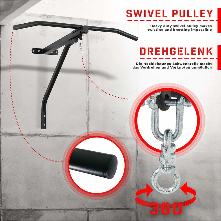 Bara de tractiuni si carlig pentru sac box, Physionics - Gorilla Sports Ro