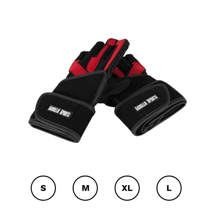 Mănuși de antrenament cu bandaj pentru articulații negru/roșu S-XL Gorilla Sports