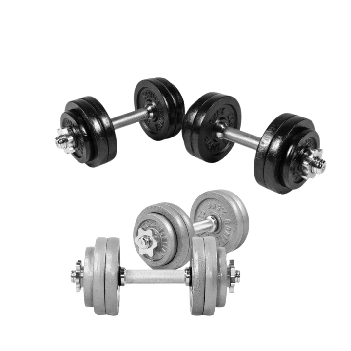 Set de 2 gantere cu discuri din fonta 30 KG Argintiu/Negru Gorilla Sports