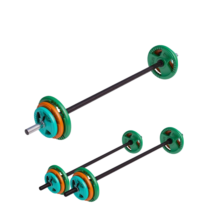 Set body pump cu discuri din fier cauciucat, 19,3-20 Kg Gorilla Sports