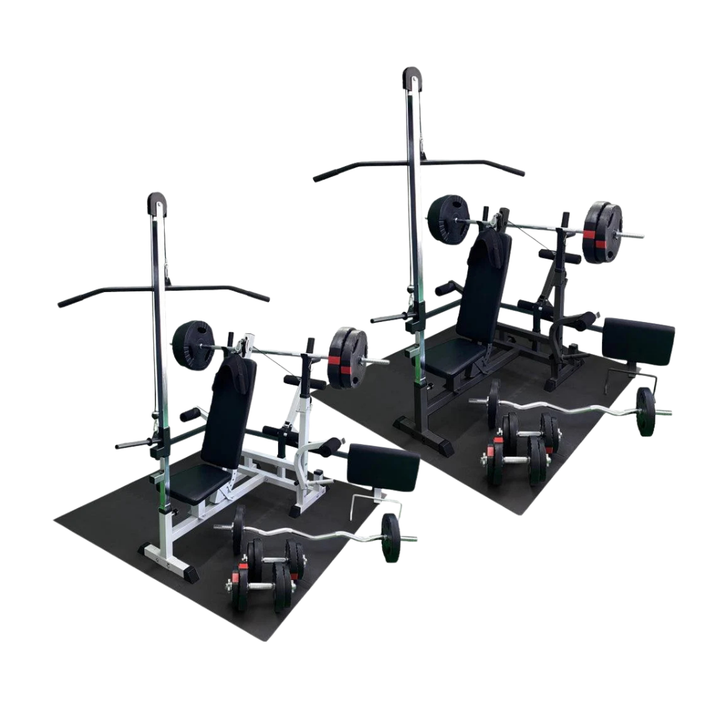 Set de bancă multifuncțională universală 100kg, Alb/Negru Gorilla Sports