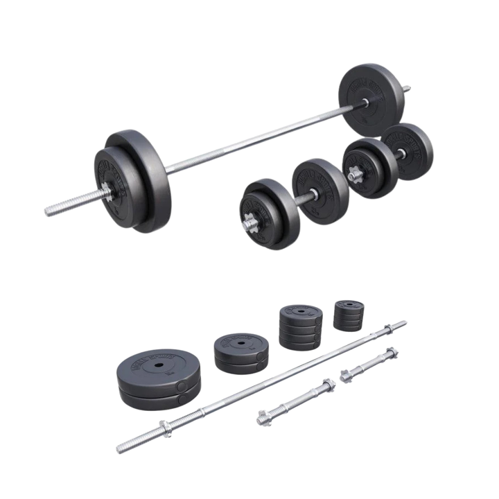 Set bara piept cu gantere si 60 kg discuri din ciment, Gorilla Sports